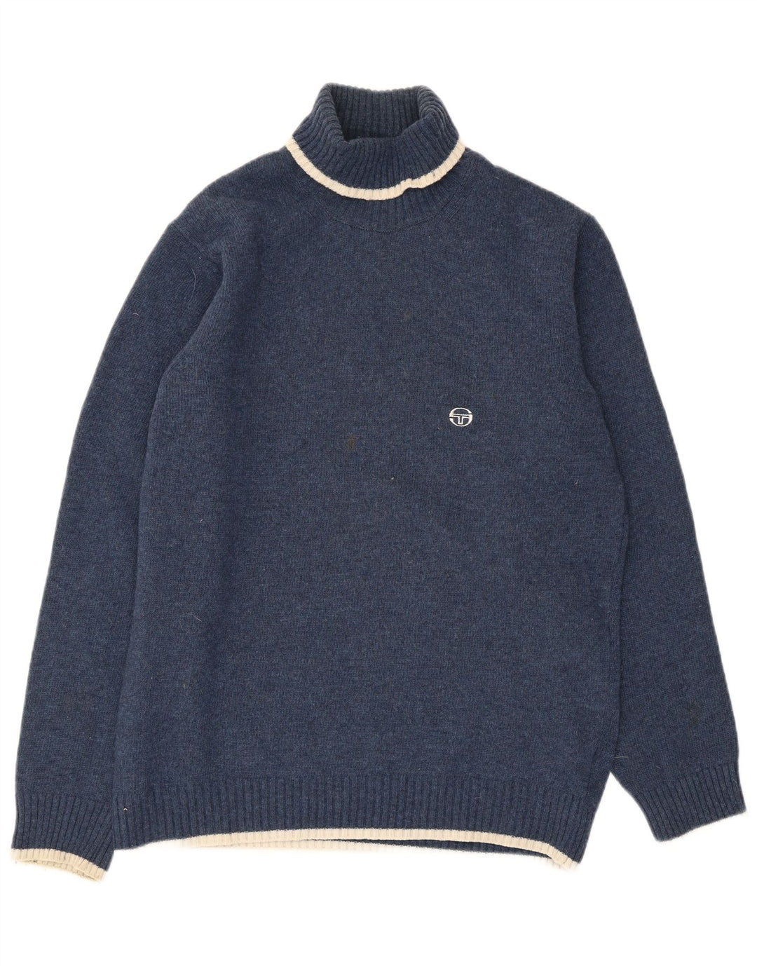 Sergio Tacchini Herren-Pullover mit Rollkragen, groß, marineblaue Wolle