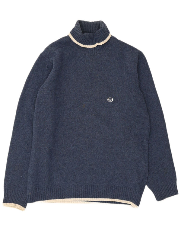 Sergio Tacchini Herren-Pullover mit Rollkragen, groß, marineblaue Wolle