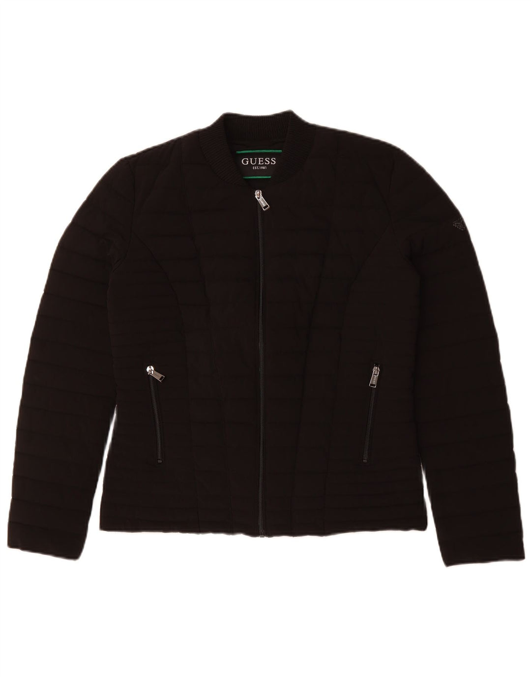 Guess Damen Wattierte Jacke UK 12 Medium Schwarz Polyester