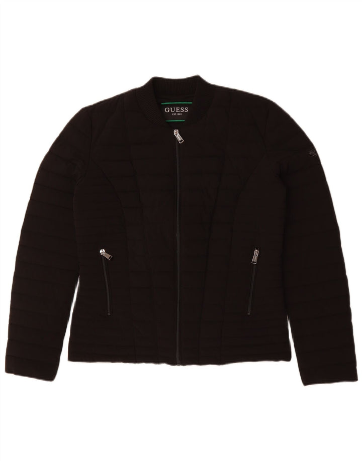 Guess Damen Wattierte Jacke UK 12 Medium Schwarz Polyester