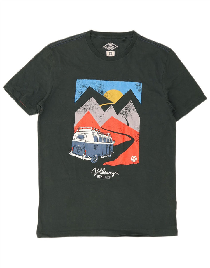 Fat Face Herren-T-Shirt mit Grafik, Größe S, Grün, Baumwolle