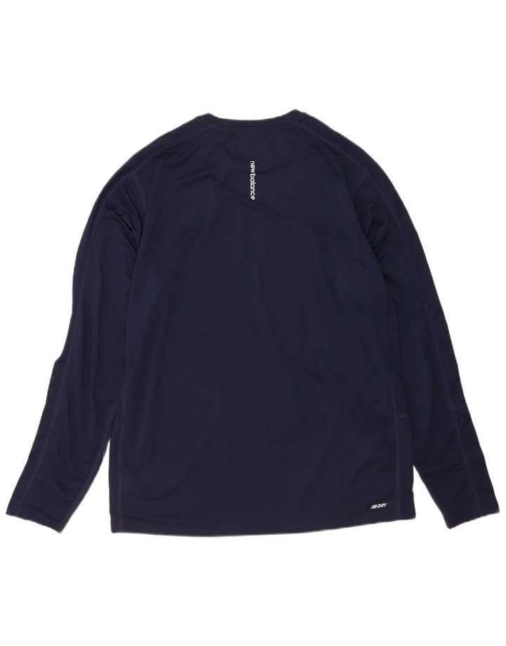 New Balance Herren Grafik-Top, langärmelig, groß, Marineblau, Polyester
