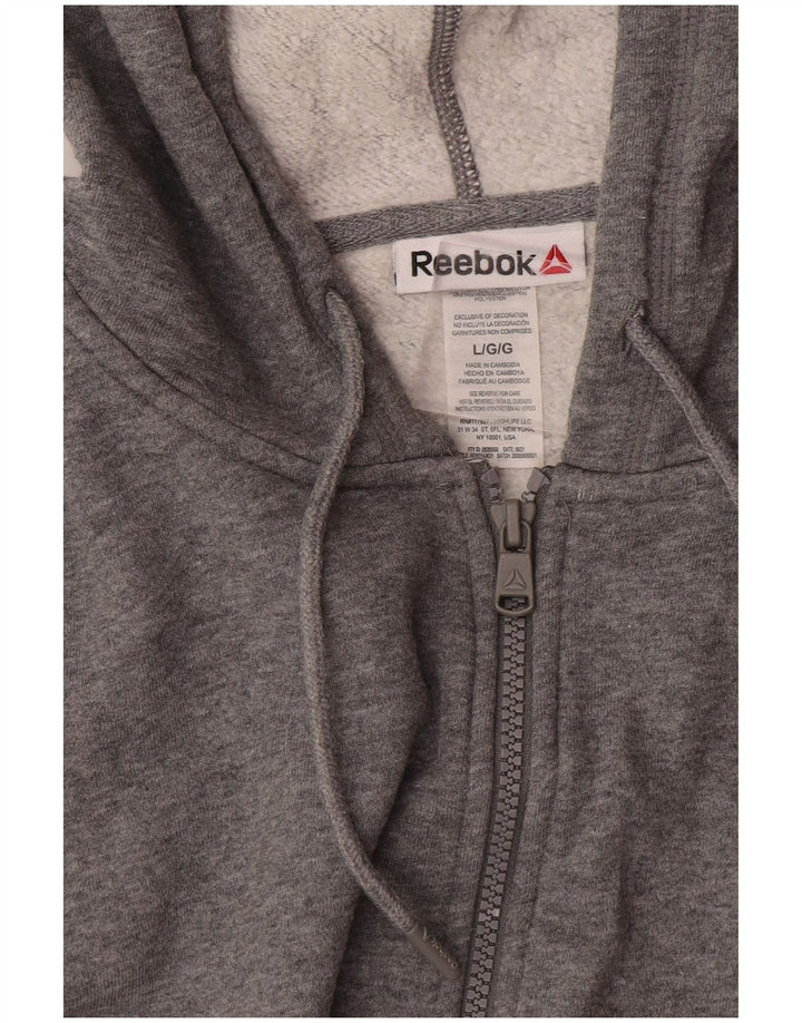 Reebok Herren-Kapuzenpullover mit Reißverschluss, groß, graue Baumwolle
