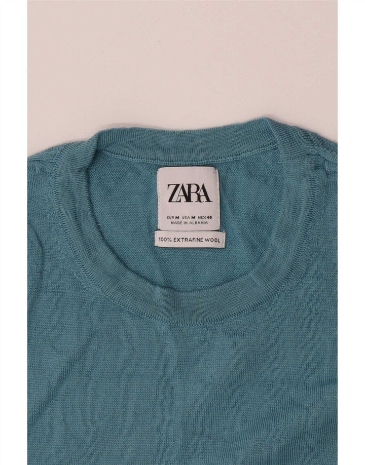 Zara Herren-Pullover mit Rundhalsausschnitt, Mittelblau