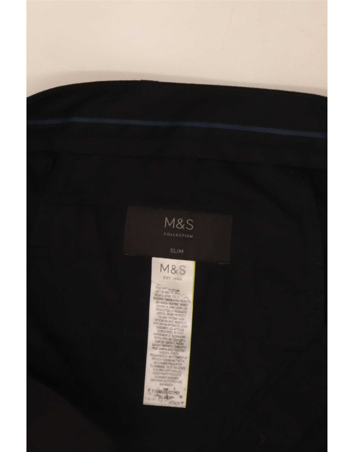 Marks & Spencer Herren Slim Fit Anzughose W34 L32 Schwarz