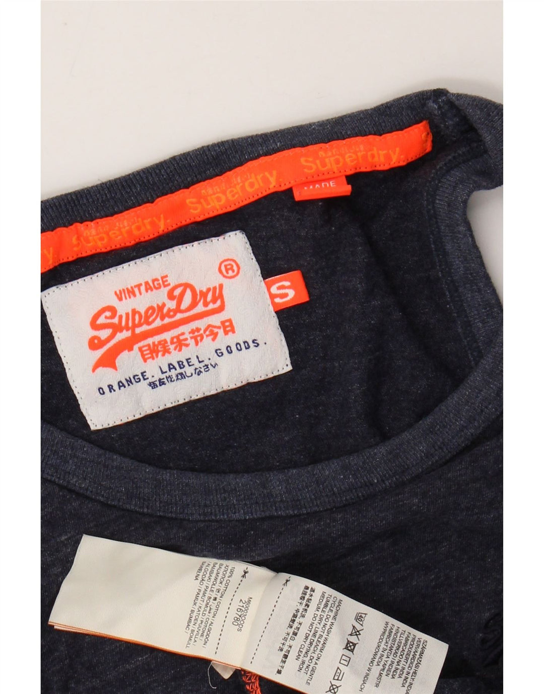 SUPERDRY Herren-Trägershirt, klein, marineblau gesprenkelte Baumwolle