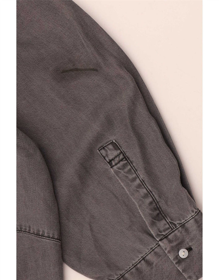 Zara Damen Loose Fit 3/4-Ärmel-Pullover-Hemd UK 14 Mittelgrau