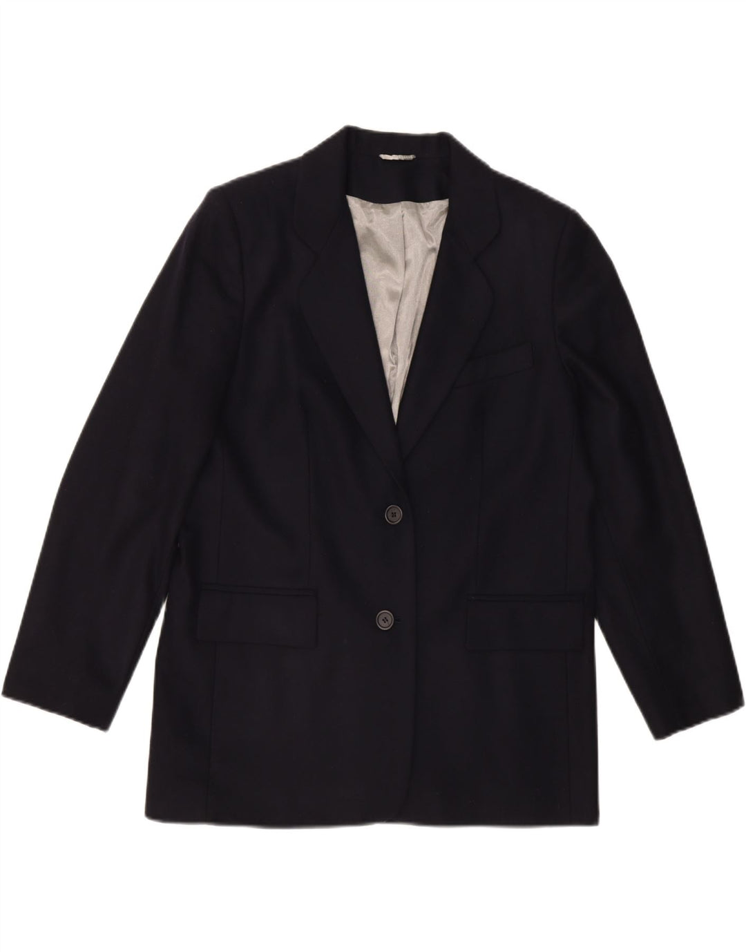 VINTAGE Womens 2 Button Blazer Jacket UK 14 Large  Navy Blue Wool Vintage Vintage and Second-Hand Vintage from Messina Hembry 