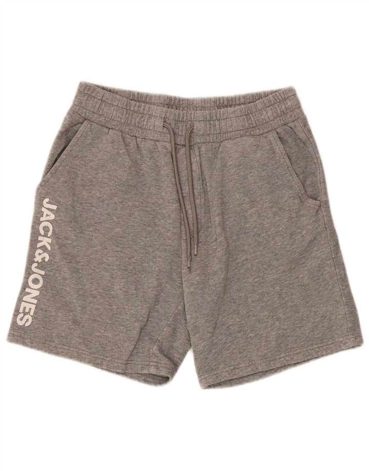 Jack & Jones Herren-Sportshorts mit Grafik, Größe S, grau gefleckte Baumwolle