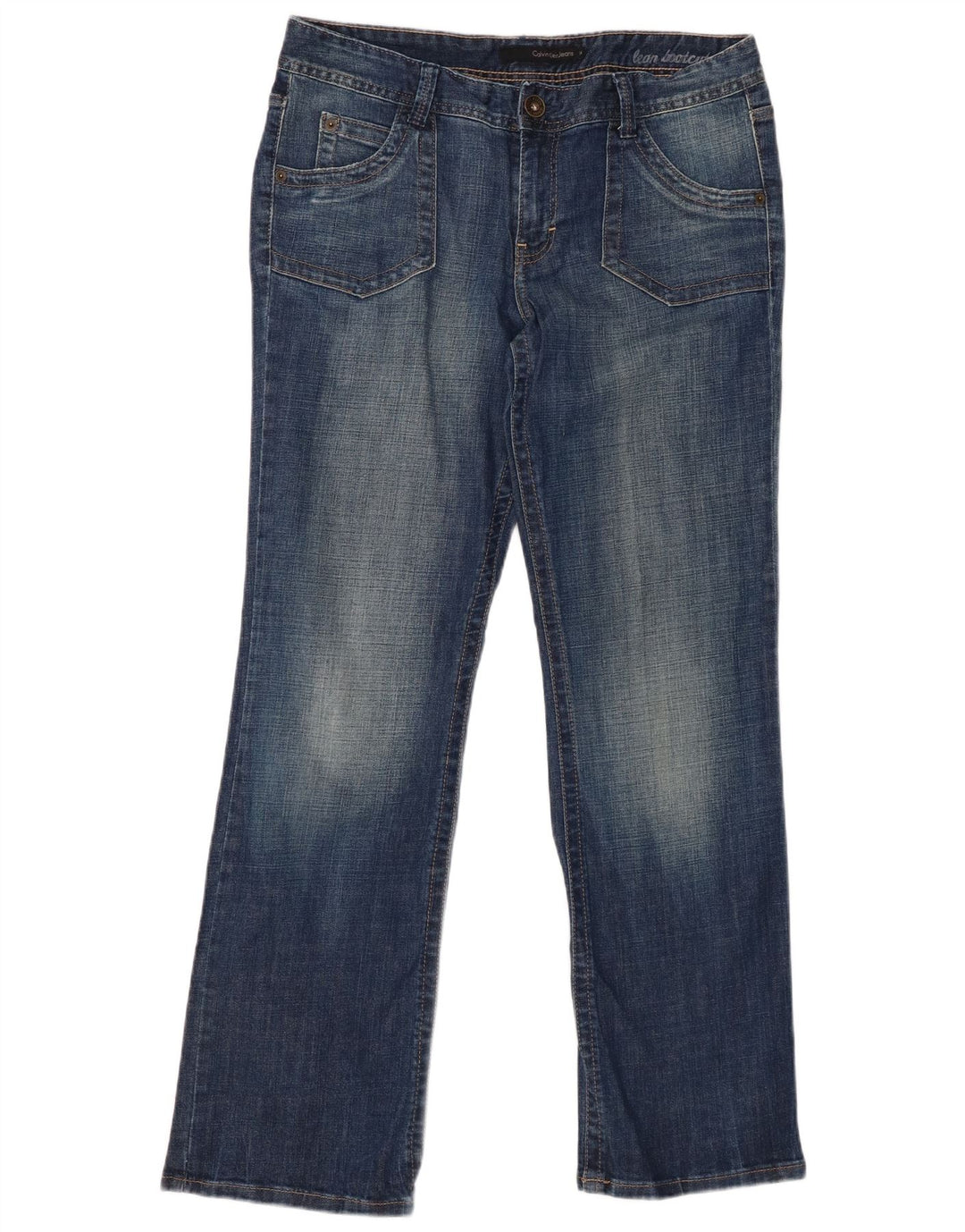 CALVIN KLEIN Damen Bootcut Jeans US 14 XL W34 L31 Blaue Baumwolle