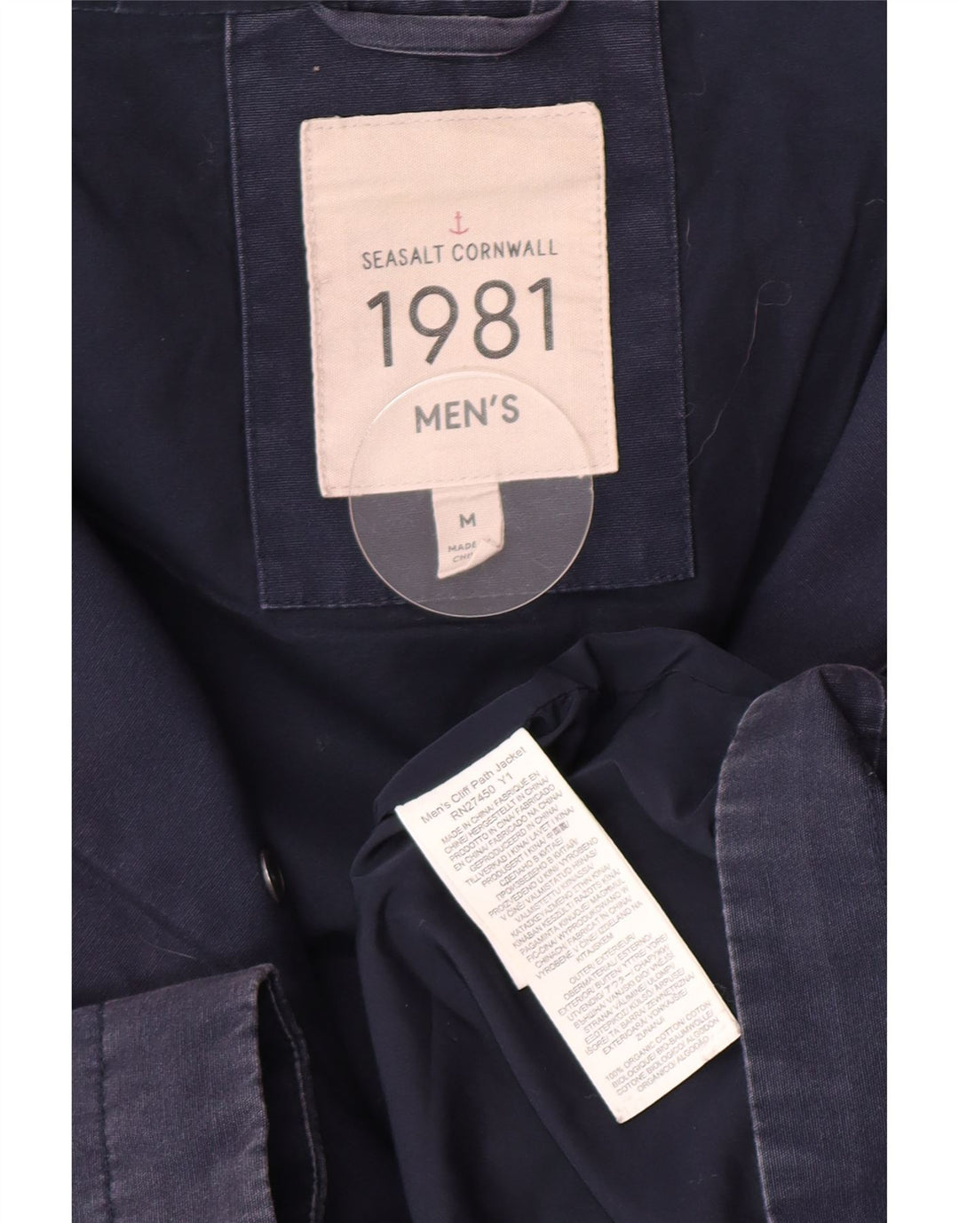 Seasalt Cornwall Herren-Utility-Jacke mit Kapuze, UK 38, mittelmarineblaue Baumwolle