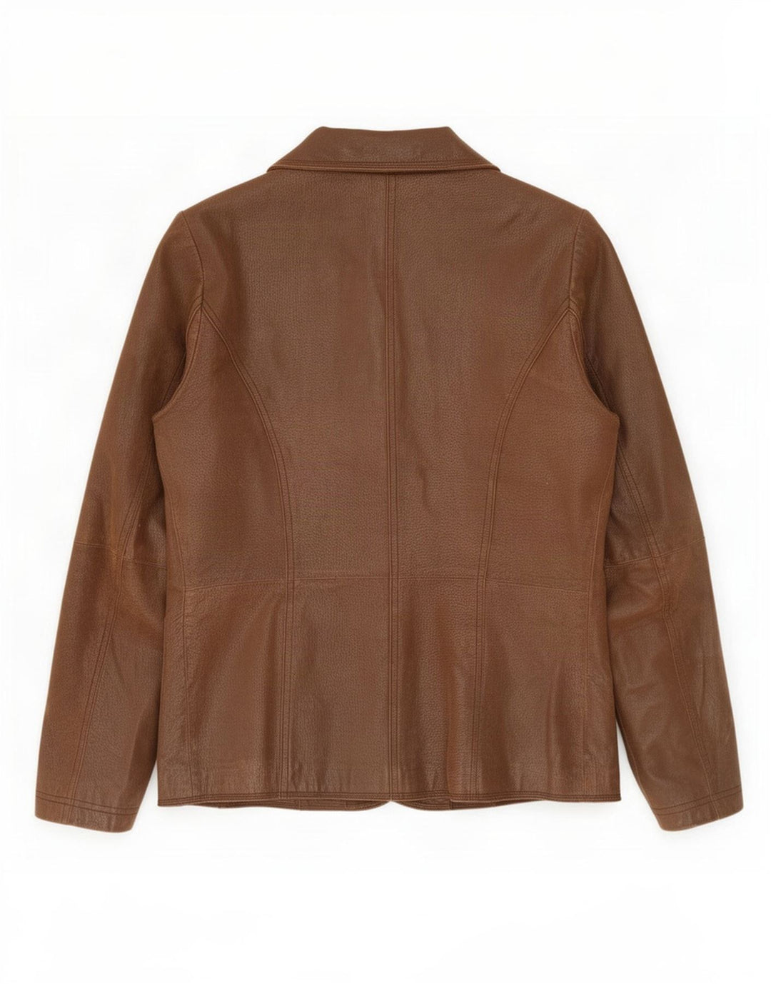 Paco Damen-Blazerjacke aus Leder mit 2 Knöpfen, Gr. 10, Braun