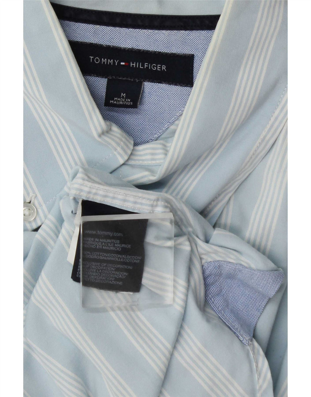 Tommy Hilfiger Herrenhemd mittelblau gestreift aus Baumwolle