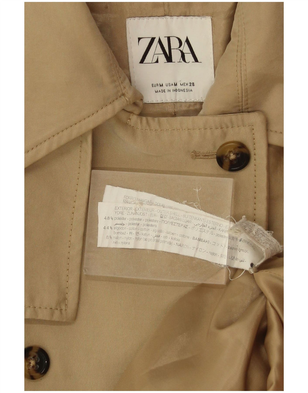 Zara Damen Trenchcoat UK 14 Medium Beige Polyester