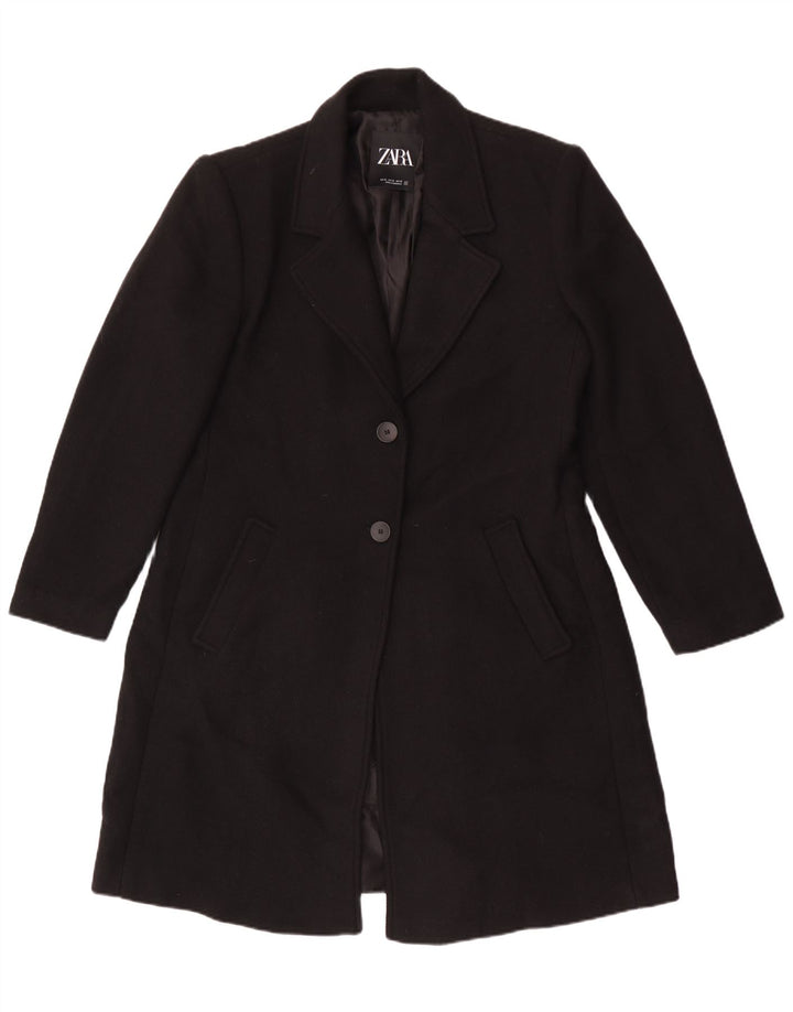 Zara Damen Mantel UK 18 XL Schwarze Wolle