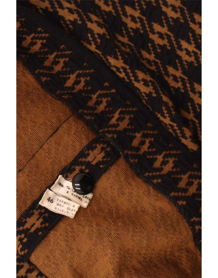 Vintage Damen Strickjacke IT 46 Große braune Hahnentrittwolle