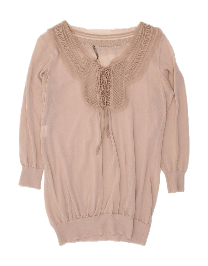 VINTAGE Womens Blouse Top UK 14 Medium Pink Cotton Vintage Vintage and Second-Hand Vintage from Messina Hembry 