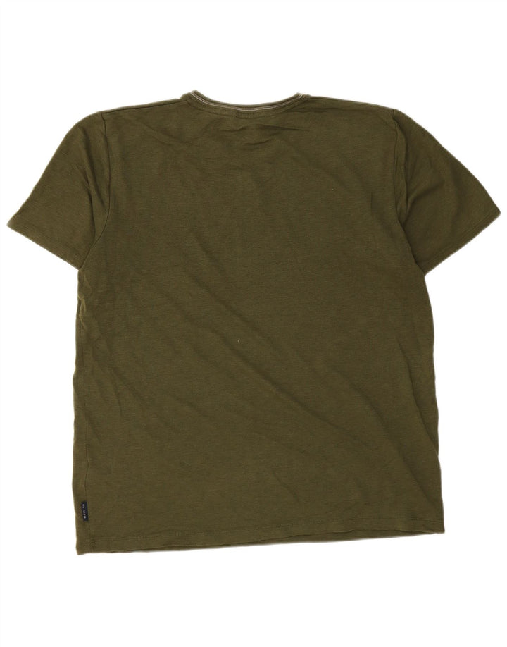 Ted Baker Herren T-Shirt Top Größe 4 Large Khaki Baumwolle