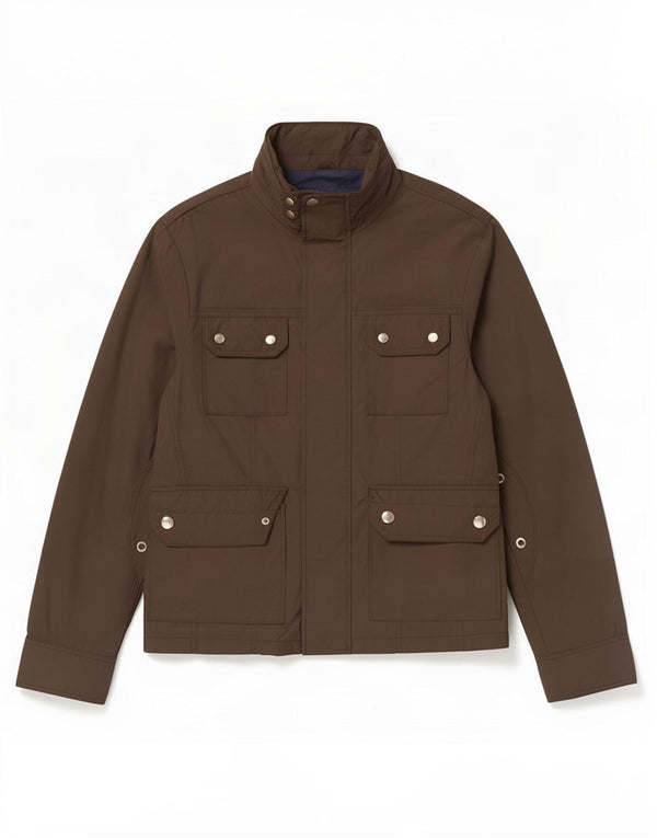 Zara Herren-Utility-Jacke UK 40 Large Braunes Polyester