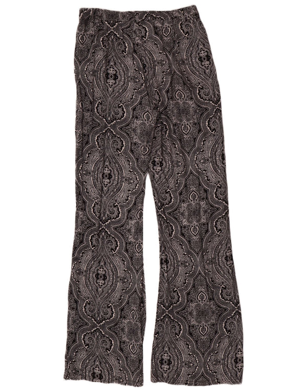 Zara Damen-Flare-Freizeithose, Größe L, W30, L35, Grau, Paisleymuster