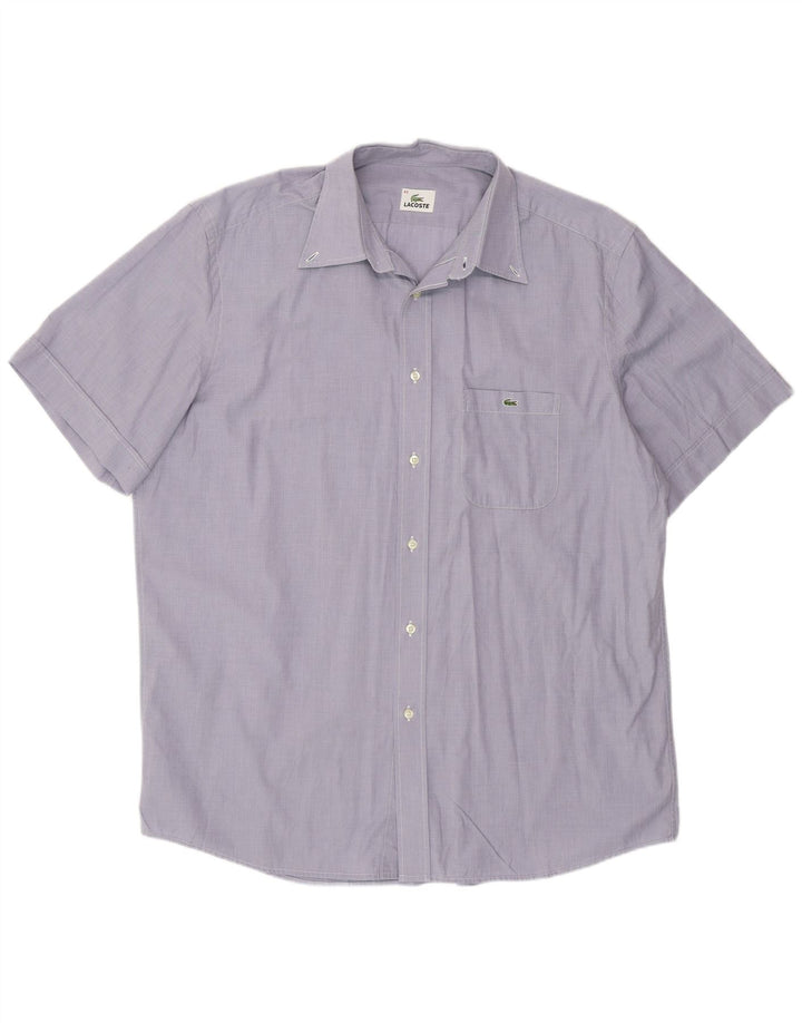 Lacoste Herren Kurzarmhemd Größe 43 Große blaue Baumwolle