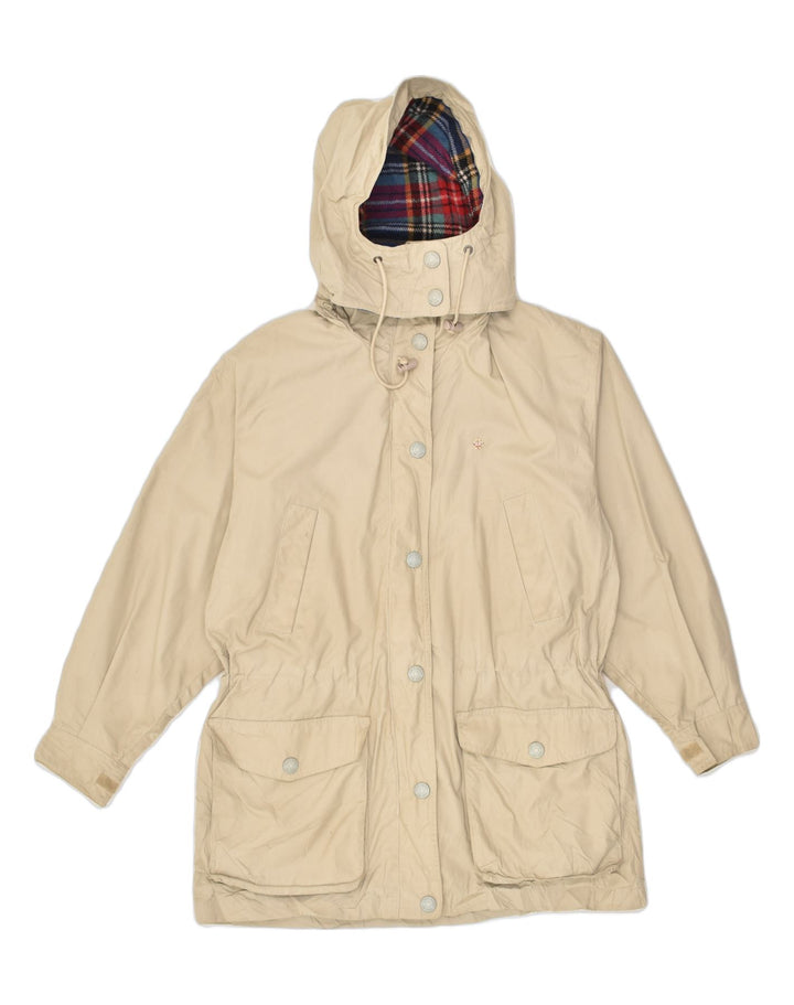 EDDIE BAUER Womens Hooded Windbreaker Jacket UK 14 Medium Beige Polyester | Vintage Eddie Bauer | Thrift | Second-Hand Eddie Bauer | Used Clothing | Messina Hembry 