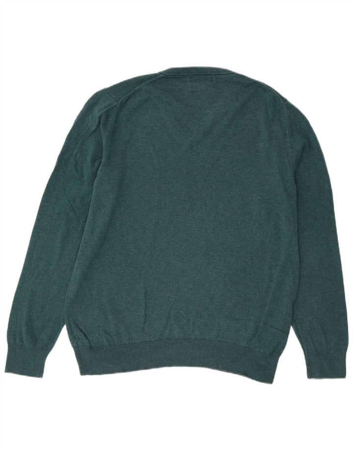 Marks & Spencer Herren-Pullover mit V-Ausschnitt, groß, aus blauer Baumwolle