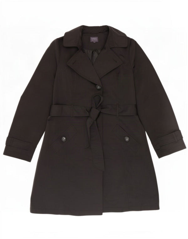 Marks & Spencer Damen Trenchcoat UK 14 Large Schwarz Polyester