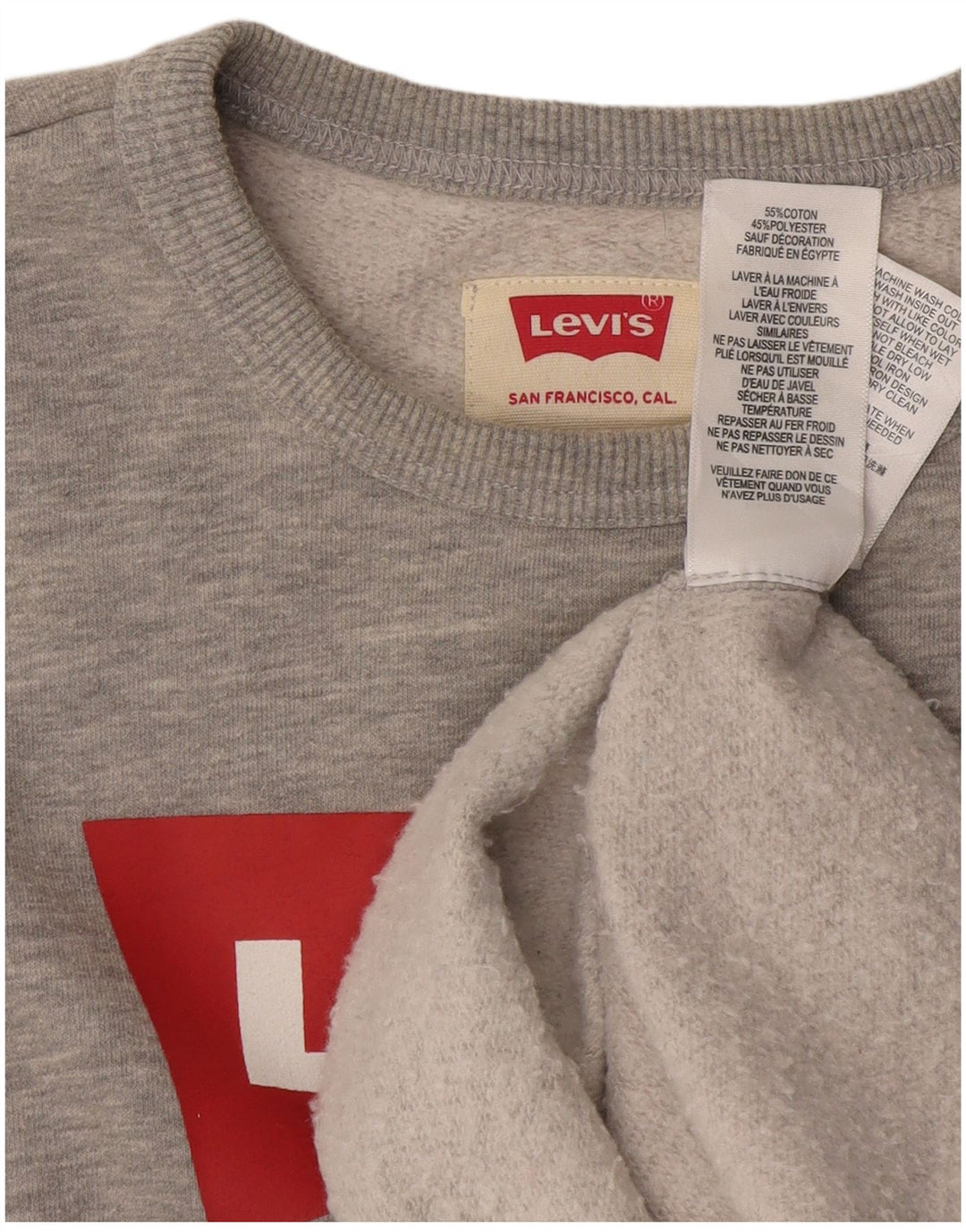 LEVI'S Jungen-Sweatshirt mit Grafik, 12–13 Jahre, graue Baumwolle