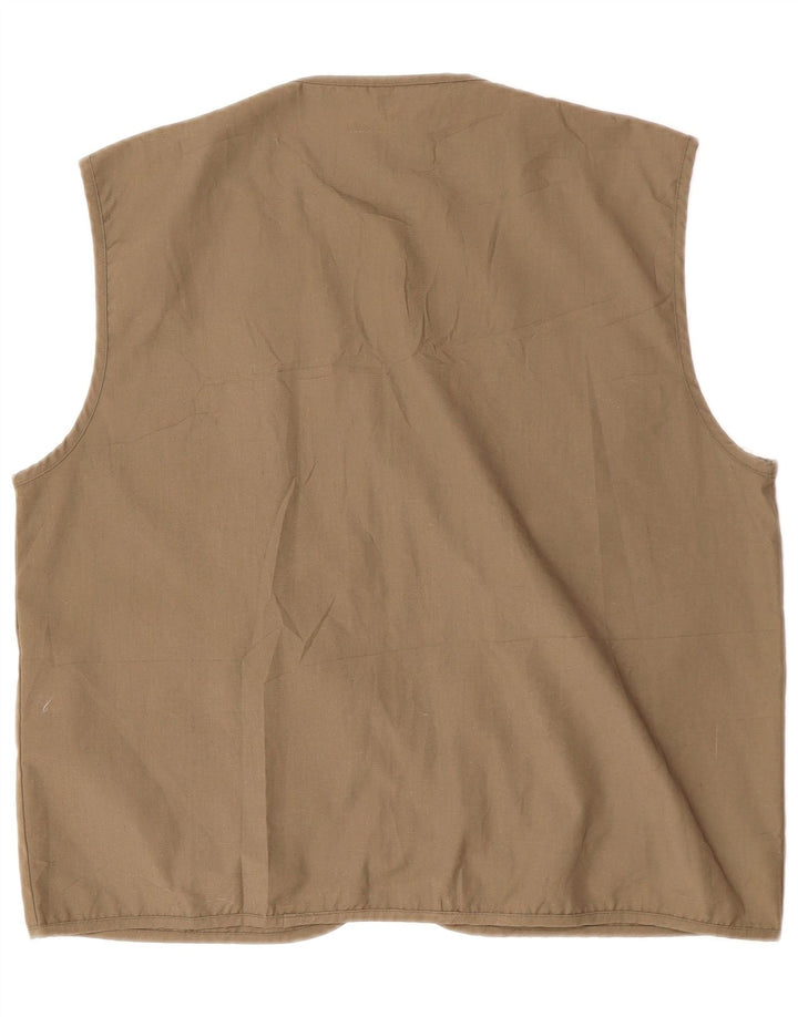 VINTAGE Herren Utility Gilet UK 40 Große braune Baumwolle