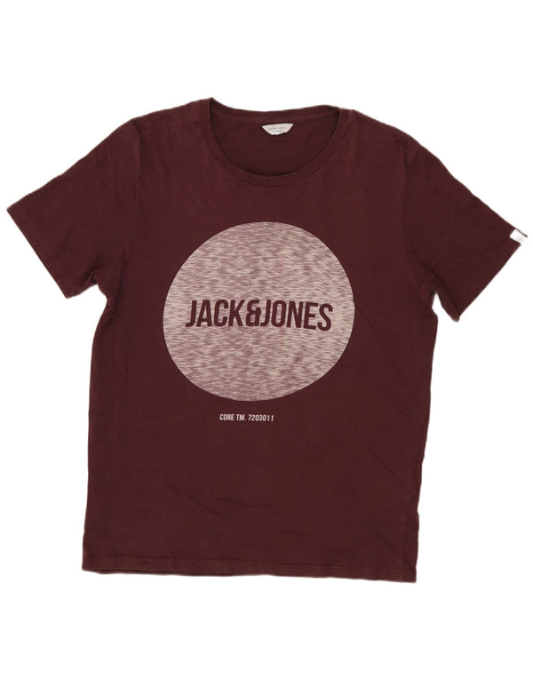 JACK & JONES Herren-T-Shirt mit Grafik, Größe S, Burgunderrot, Baumwolle