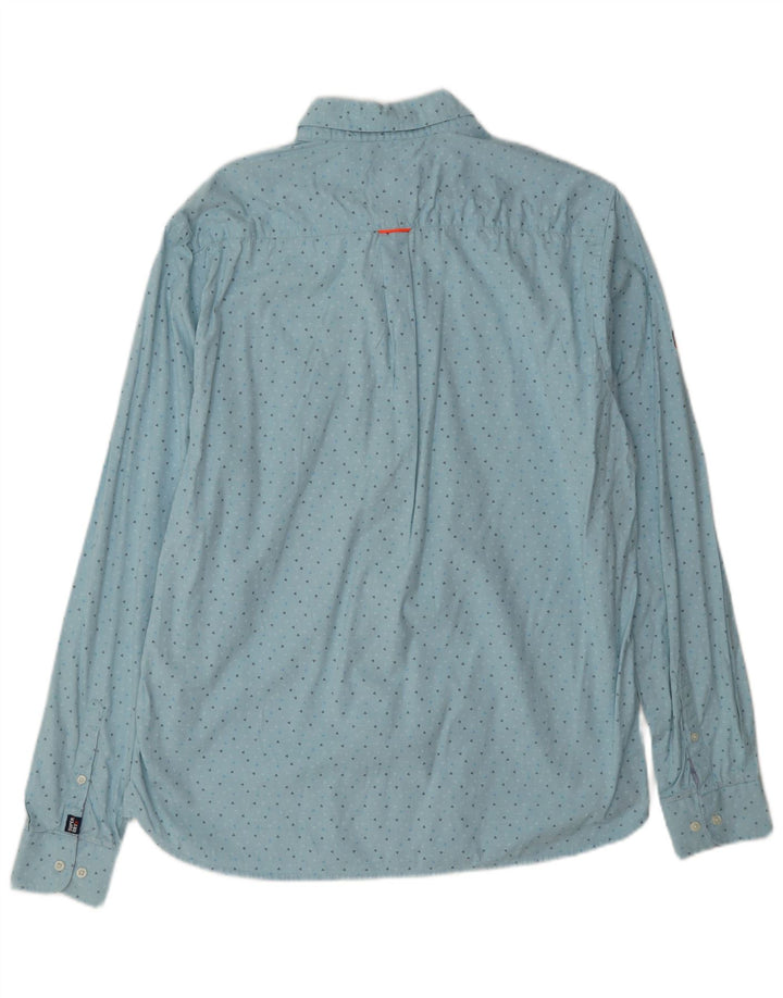 Superdry Herrenhemd XL, blaue geometrische Baumwolle