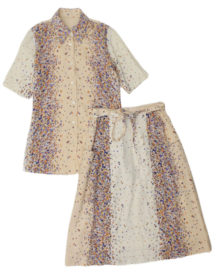 PANCALDI & B Damen 2-teiliges Rockset UK 4 XS W24 Beige geometrische Baumwolle