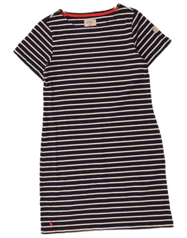 JOULES Damen T-Shirt-Kleid UK 12 Mittelmarineblau gestreift aus Baumwolle