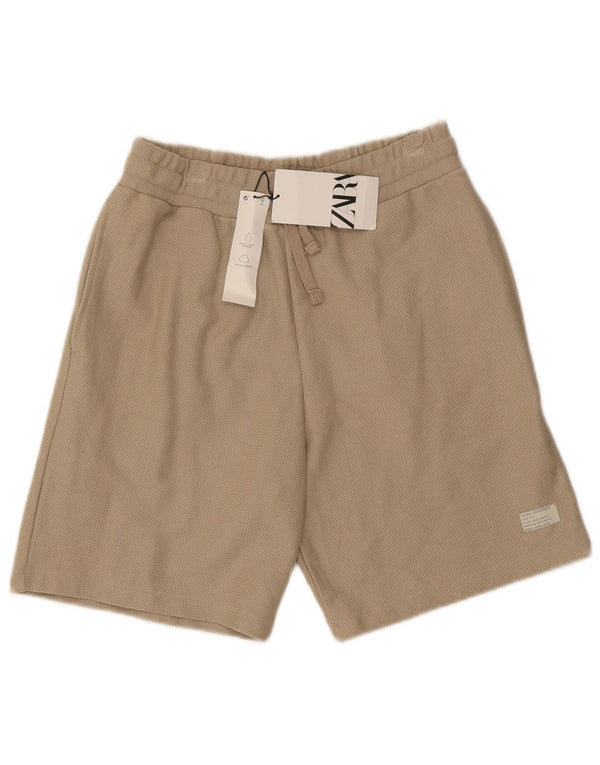 Zara Mens Chino Shorts Medium W31 Beige Cotton