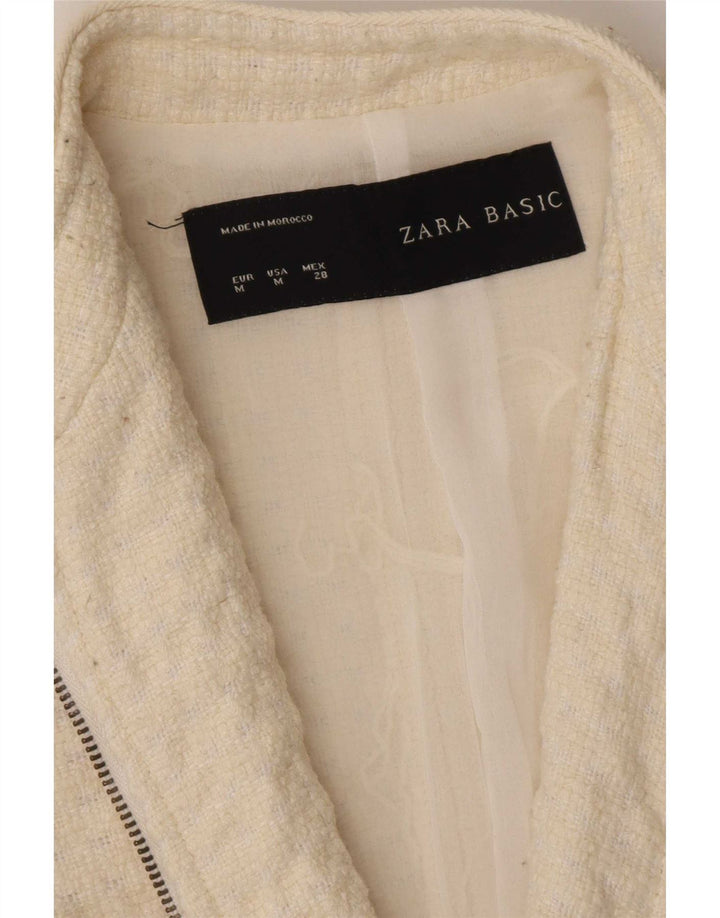 Zara Damen-Blazer mit durchgehendem Reißverschluss, UK 12, Mittel, gebrochenes Weiß, Acryl
