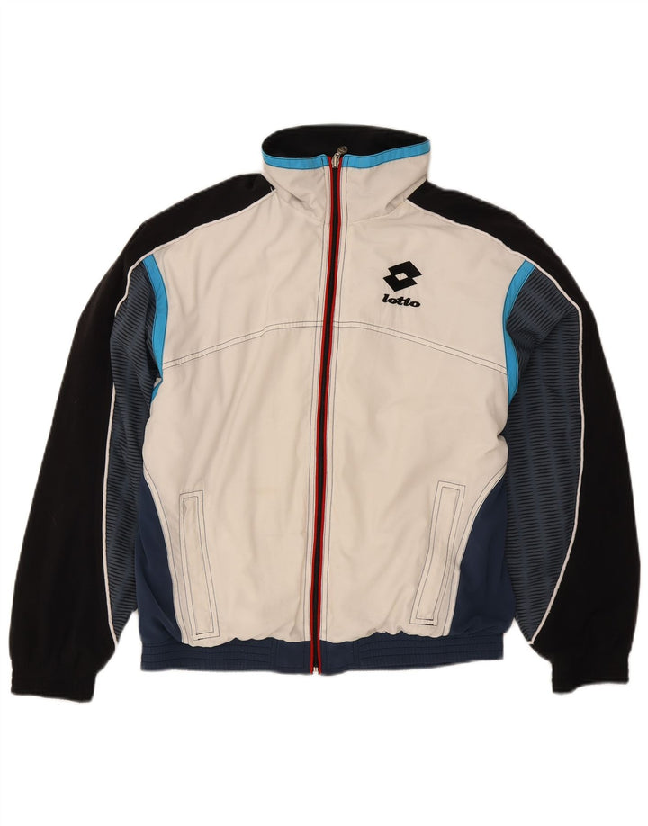 Lotto Herren-Trainingsanzug-Oberteil, Jacke, Größe S, Weiß, Farbblock-Polyester