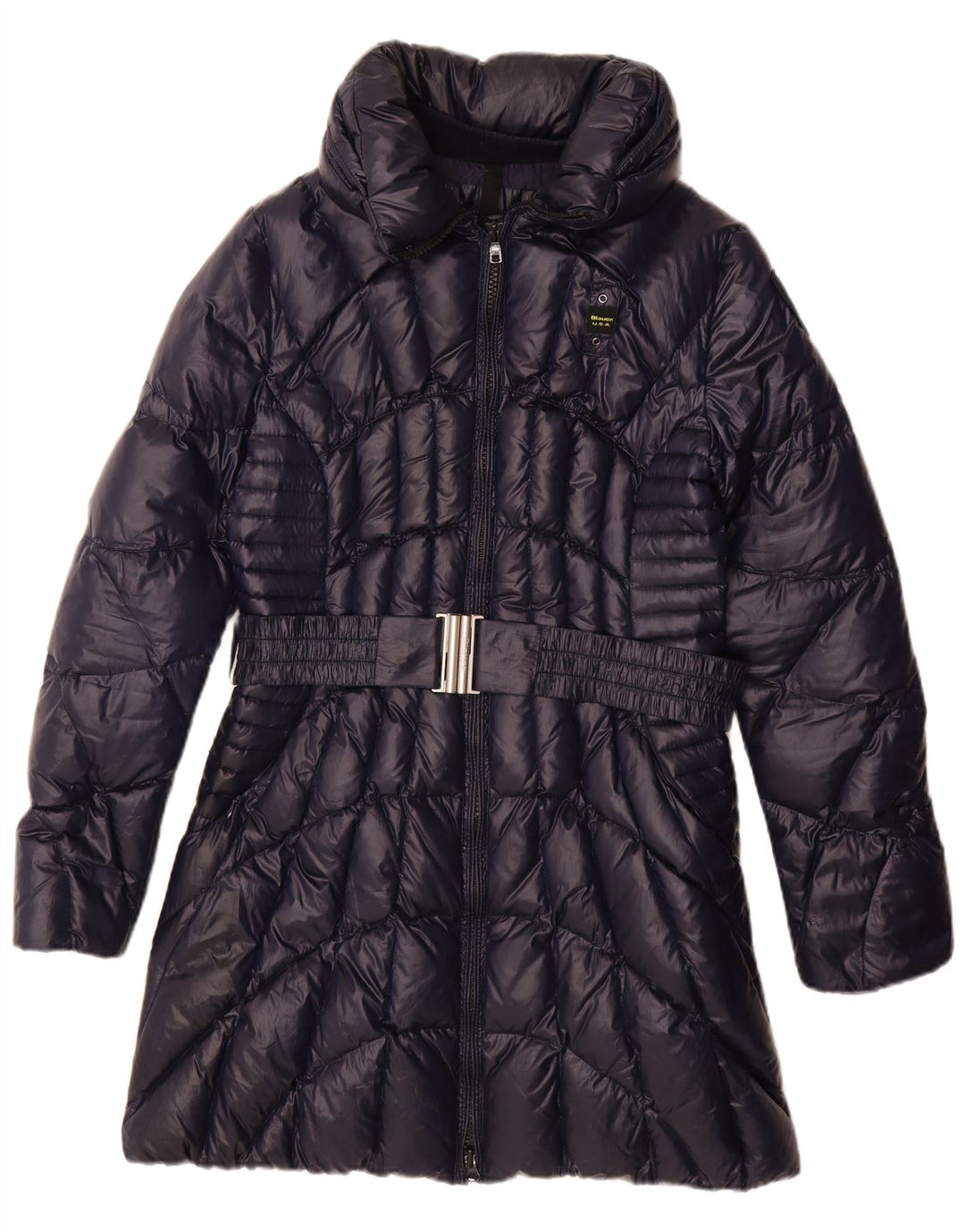 Blauer Wattierter Damenmantel UK 18 XL Marineblaues Polyester