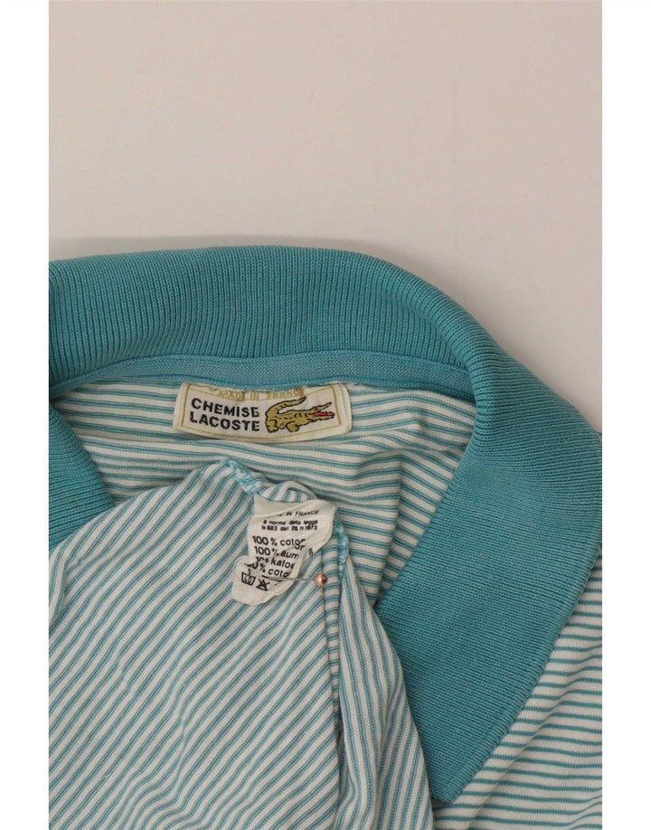 Lacoste Herren-Poloshirt aus mittelblauer, gestreifter Baumwolle