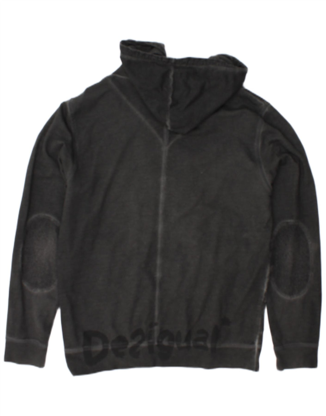 Desigual Herren-Kapuzenpullover mit Knopfkragen, groß, aus grauer Baumwolle