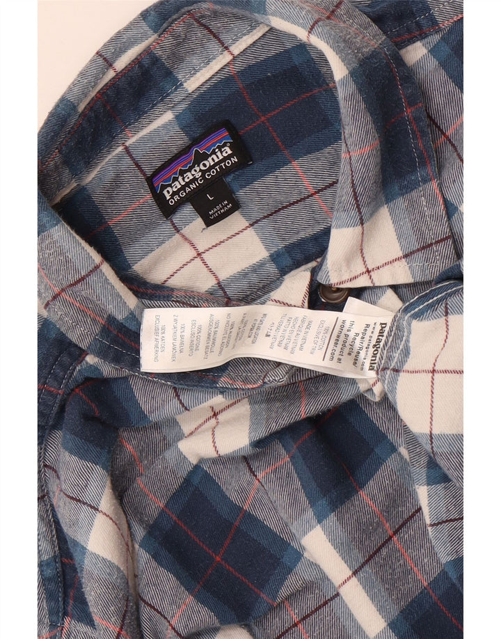 Patagonia Herren-Flanellhemd, groß, blau kariert, Baumwolle