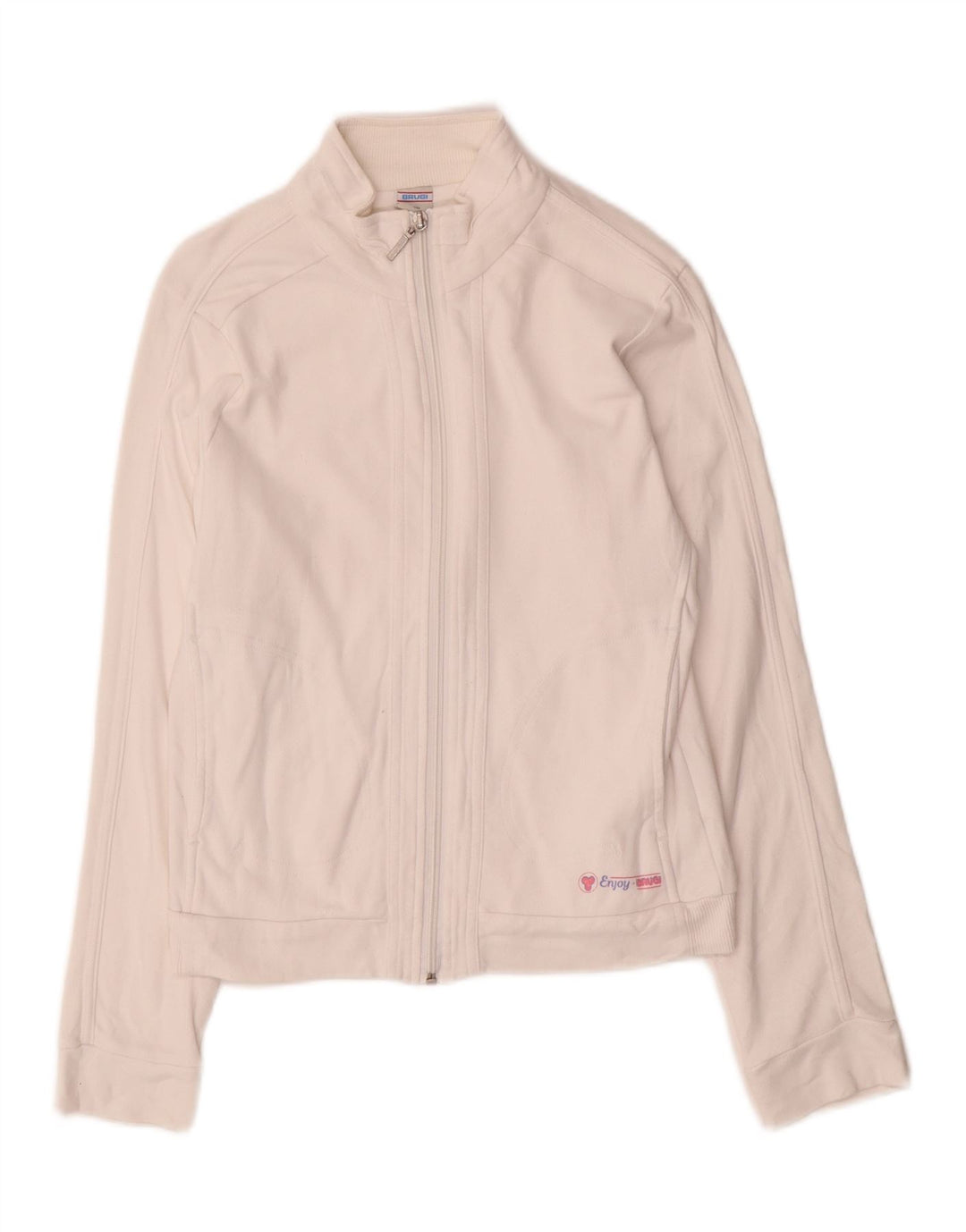 Brugi Damen-Trainingsanzug-Oberteil, Jacke, UK 10, Größe S, weiße Baumwolle