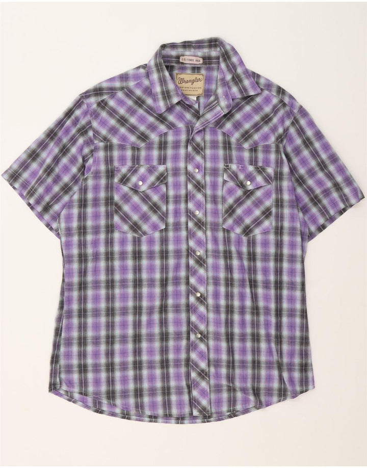 Wrangler Herren Kurzarmhemd Mittellila kariert