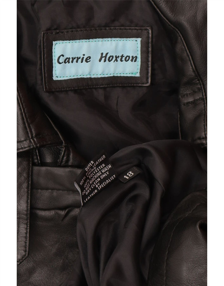 CARRIE HOXTON Damen Zweireihige Jacke UK 18 XL Schwarzes Leder