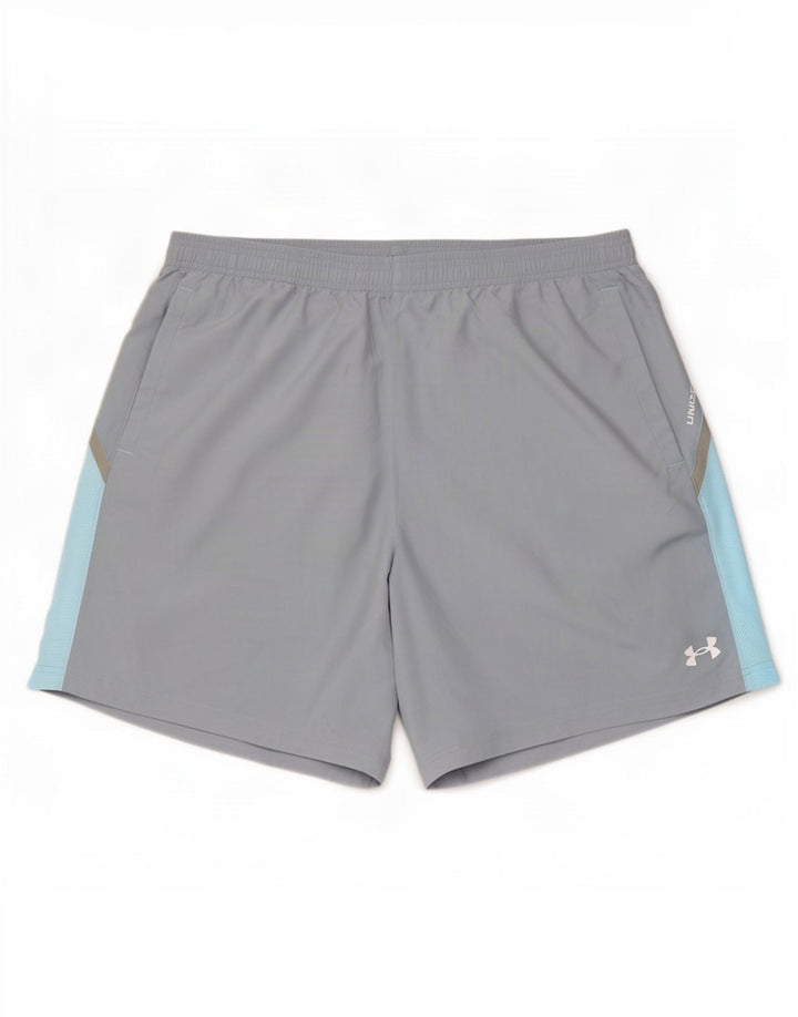 Under Armour Herren-Sportshorts XL Graues Colourblock-Polyester