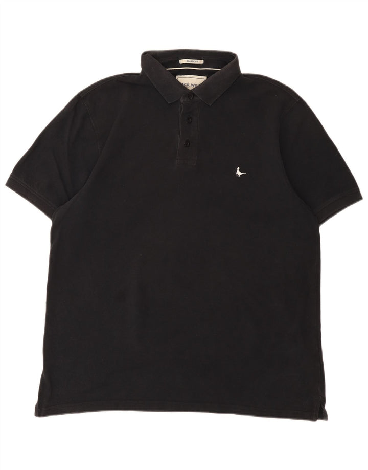 Jack Wills Herren-Poloshirt mit klassischer Passform, große schwarze Baumwolle