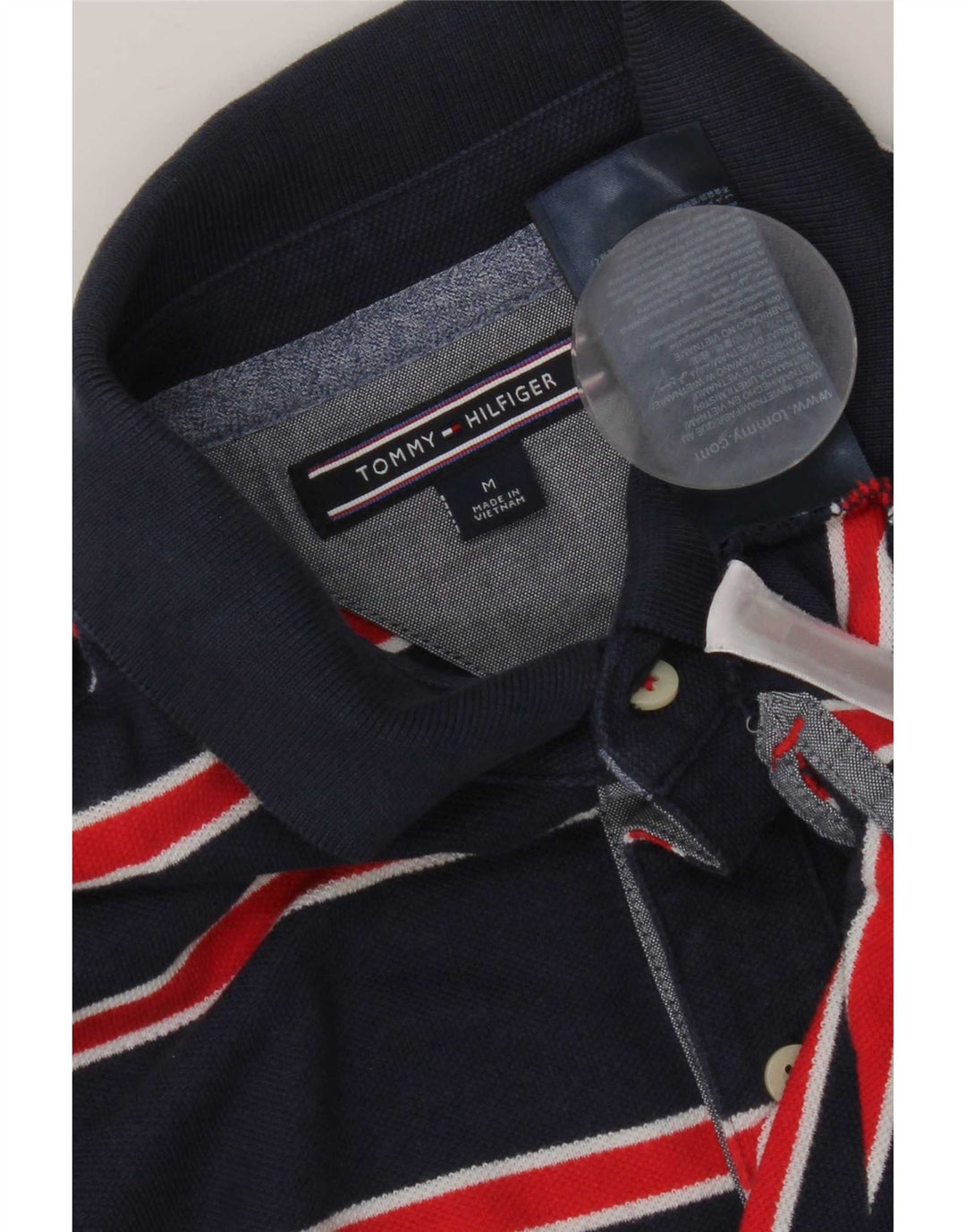 Tommy Hilfiger Herren-Kurzarm-Poloshirt, mittelmarineblau gestreift