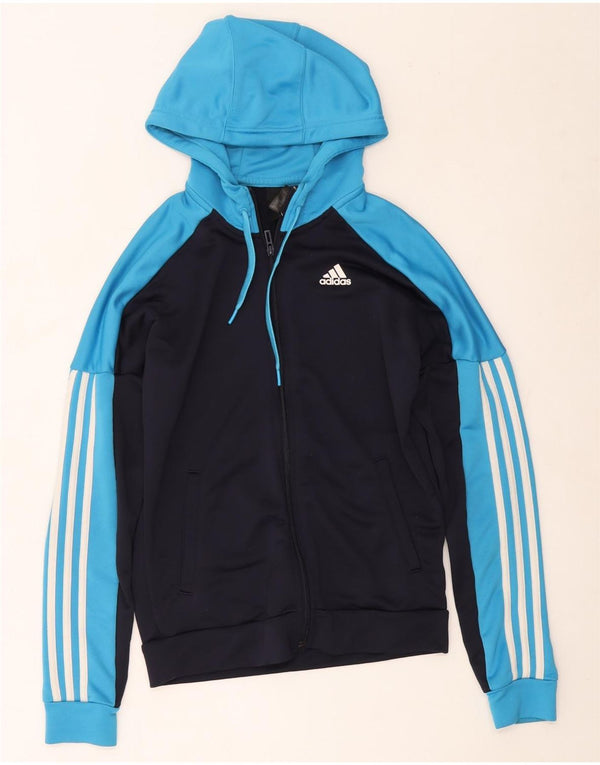 Adidas Herren-Kapuzenpullover mit Reißverschluss, klein, Marineblau, Farbblock-Polyester