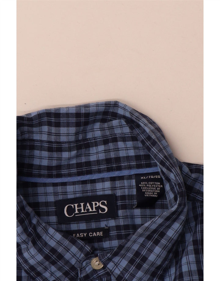 Chaps Herren-Hemd, pflegeleicht, XL, blau kariert, Baumwolle