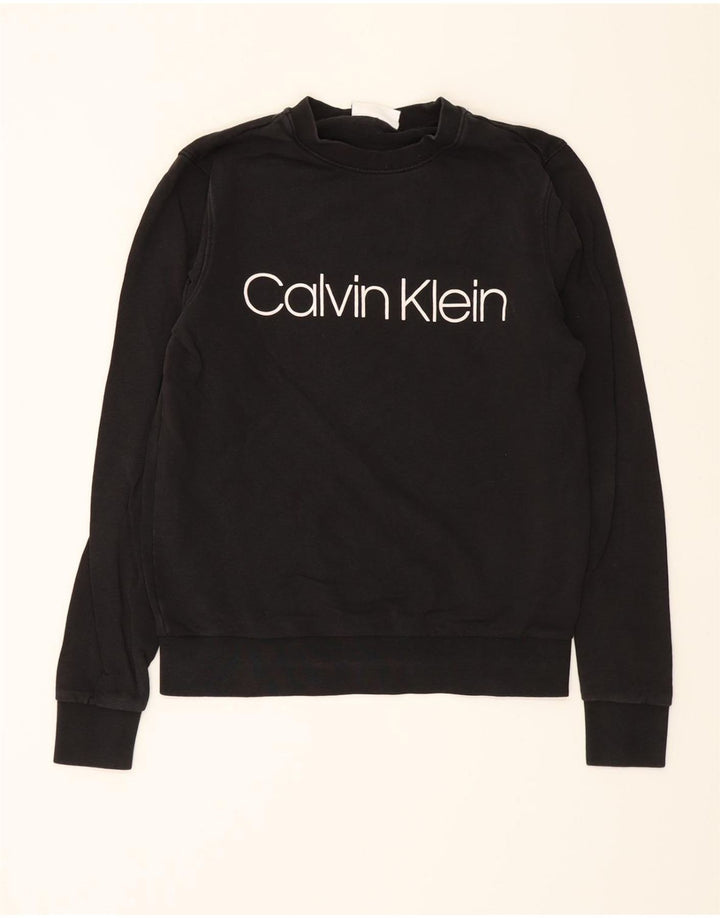 CALVIN KLEIN Mens Graphic Sweatshirt Jumper Small Grey Cotton Vintage Calvin Klein and Second-Hand Calvin Klein from Messina Hembry 